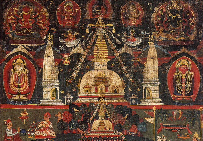 Laksha Caitya. Asian Art Museum of San Francisco, The Avery Brundage Collection.1809. Opaque watercolor on cotton cloth