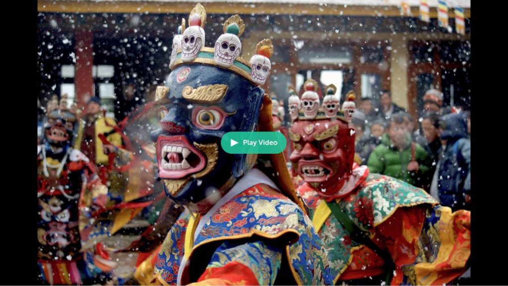 A still from a film about Tibetan Cham by director and film maker Brandon Beacon Hill.