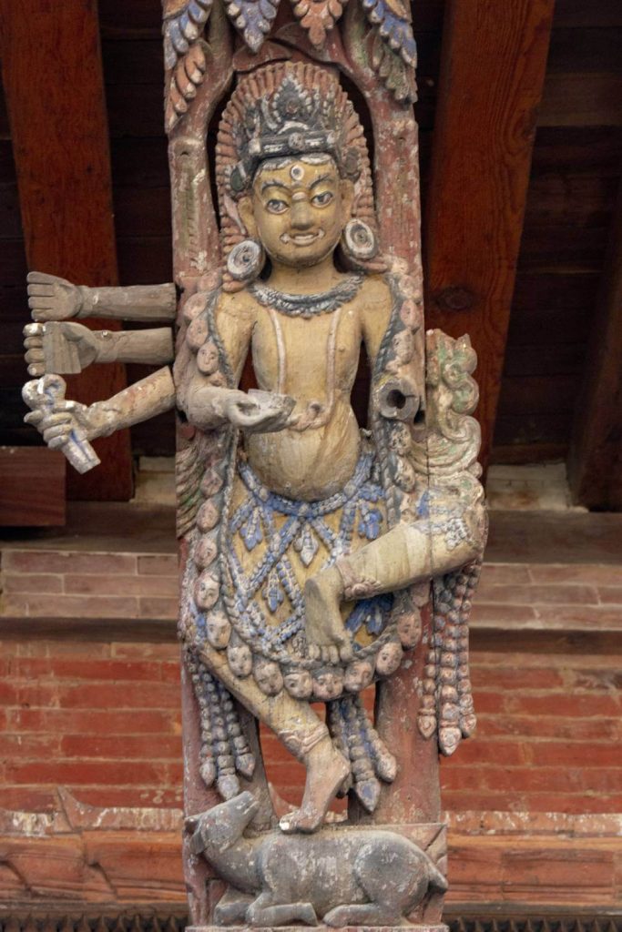 Photograph of the goddesses (Durga) in Mul chowk, Patan Durbar Square, Nepal.