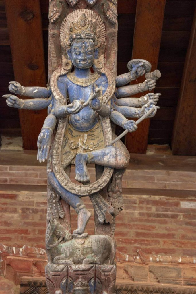 Photograph of the goddesses (Durga) in Mul chowk, Patan Durbar Square, Nepal.