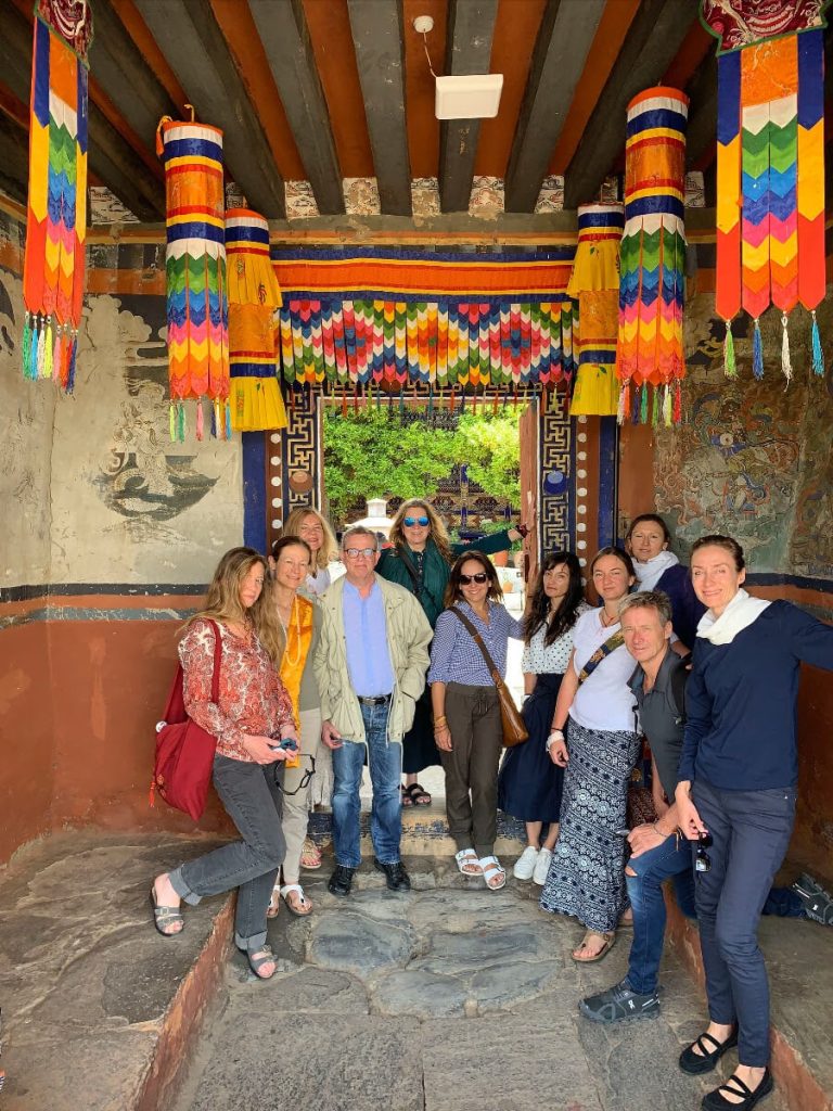 Group photo of the 2019 Bhytan Yoga Adventure at Kyichu Lakhang, the monastery and residence of the late Dilgo Khentsye, one the greatest yogis who ever lived.