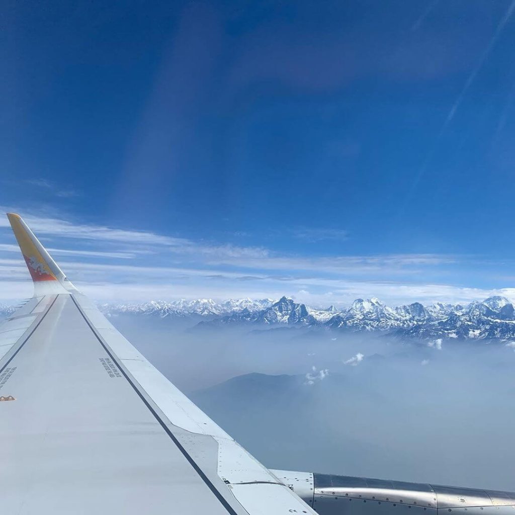 Soaring above crystal clear views of the Himalayas on the flight from Nepal to Bhutan.